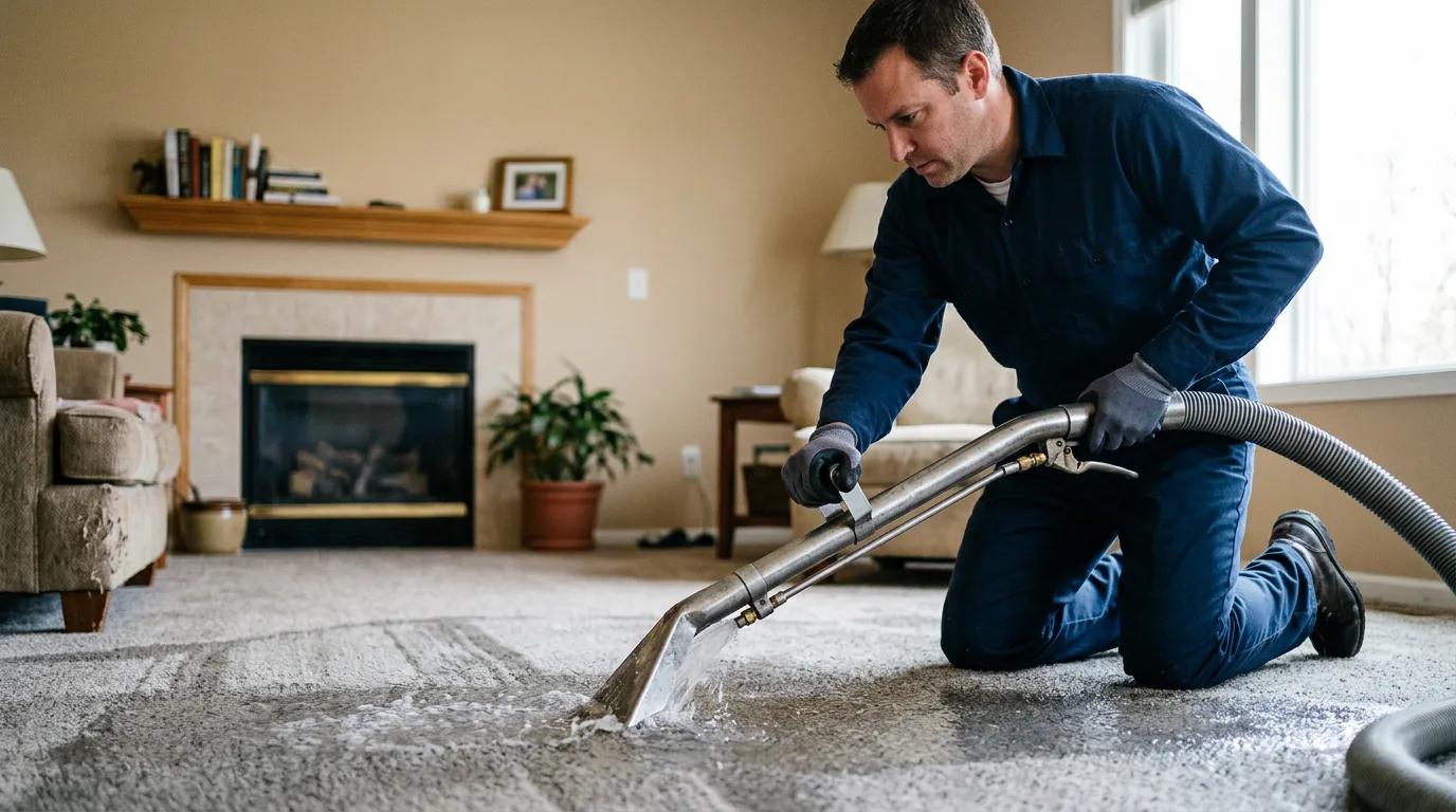 Water damage restoration technician working near Hodge, LA